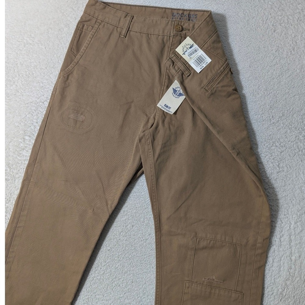NEW! Dockers Alpha Khaki Pants Mens 36/29 Brown Slim Fit Flat Chino 567590002